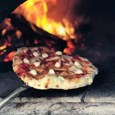 cheese Pizza in a wood fired oven