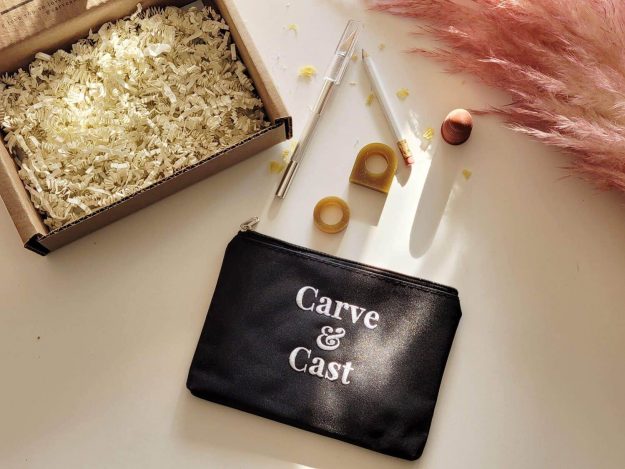 Carve & Cast kit with wax rings, tools and bag