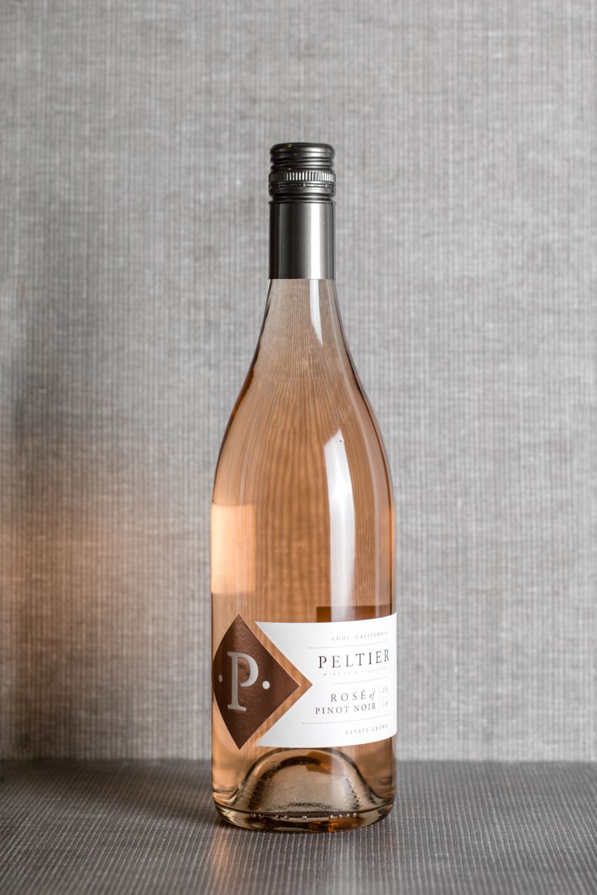 Bottle of Rosé of PInot Noir with grey background