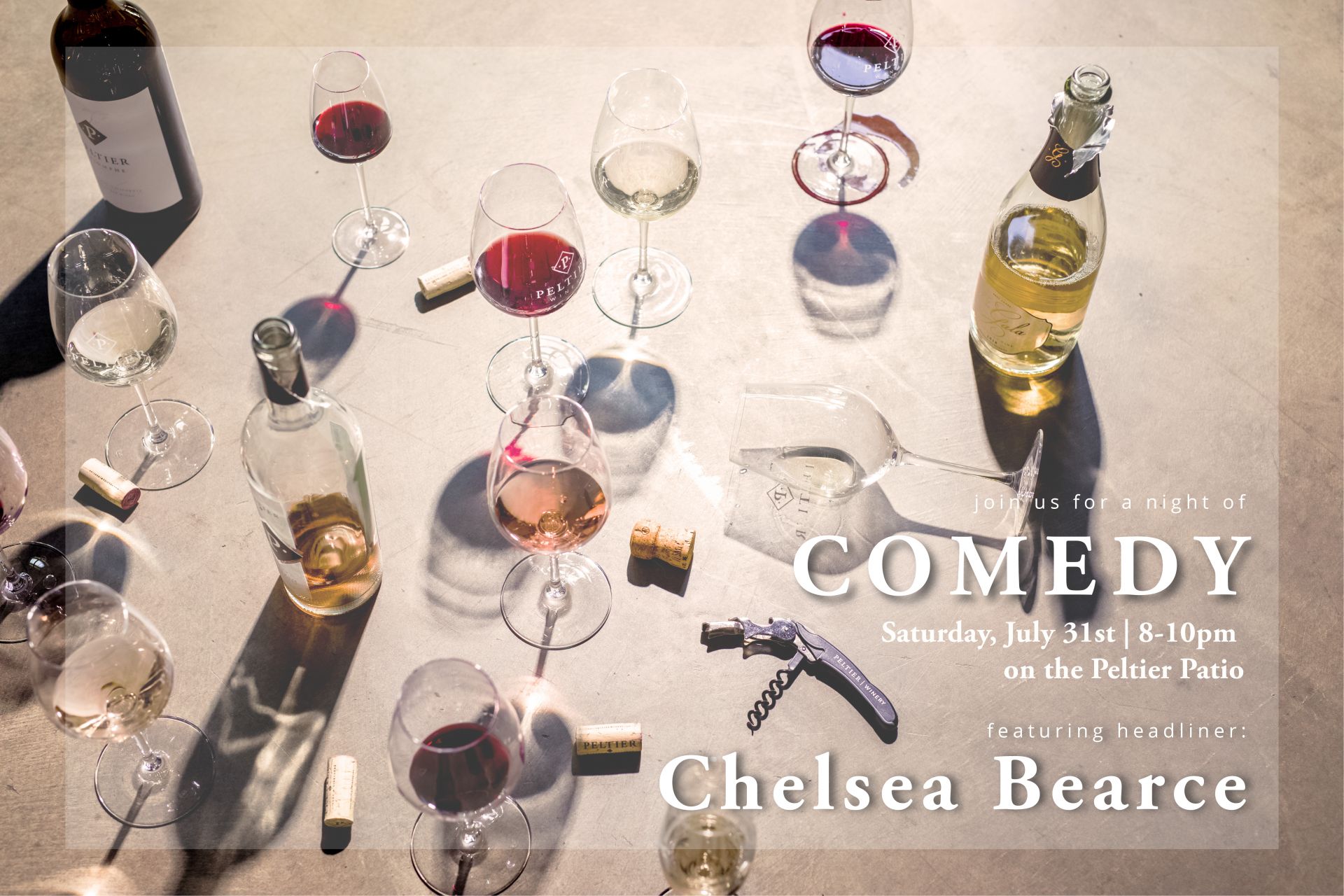 wine glasses and bottles on the concrete