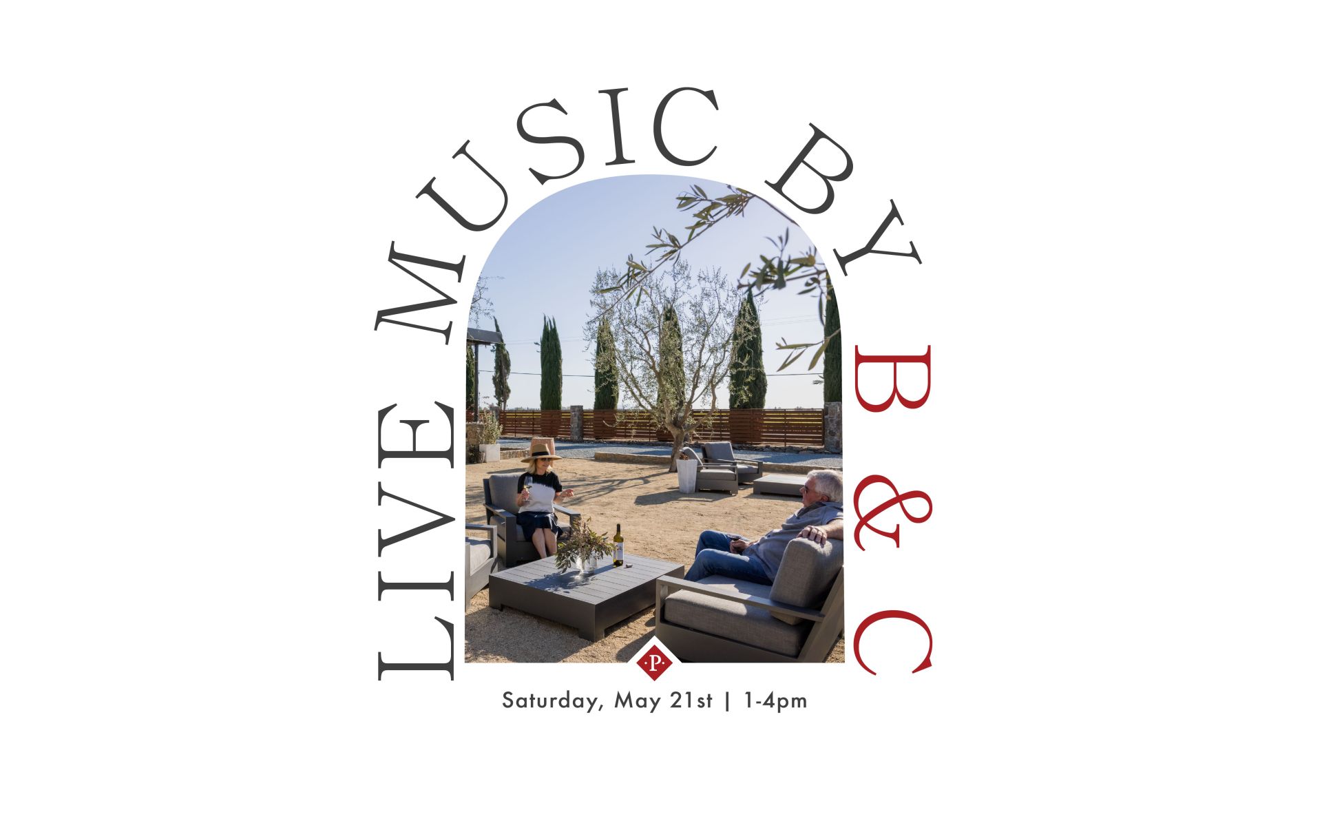 live music by B&C with view of Peltier patio