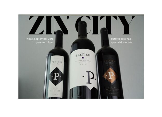 Zin City september 23rd 3 bottles of Zinfandel with grey background