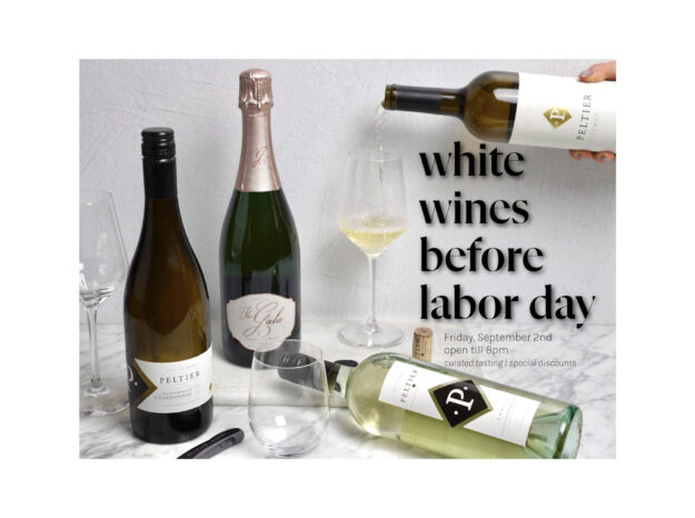 four white wines before labor day on white marble table white background