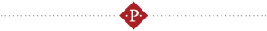 red diamond, P and dots in the middle, with grey dots on both sides