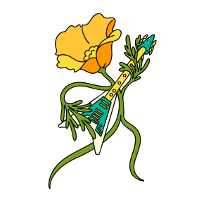 Stern Grove Festival character: poppy dancing and playing guitar Stern Grove Festival character: poppy dancing and playing guitar