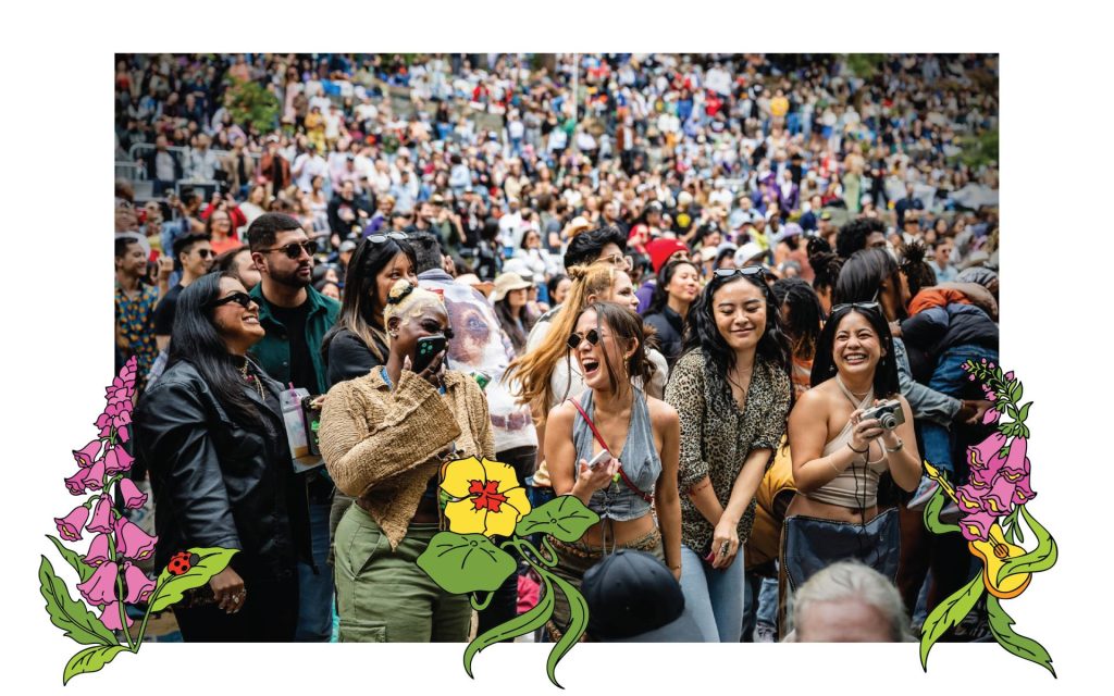 Stern Grove Festival image with characters - friends dancing