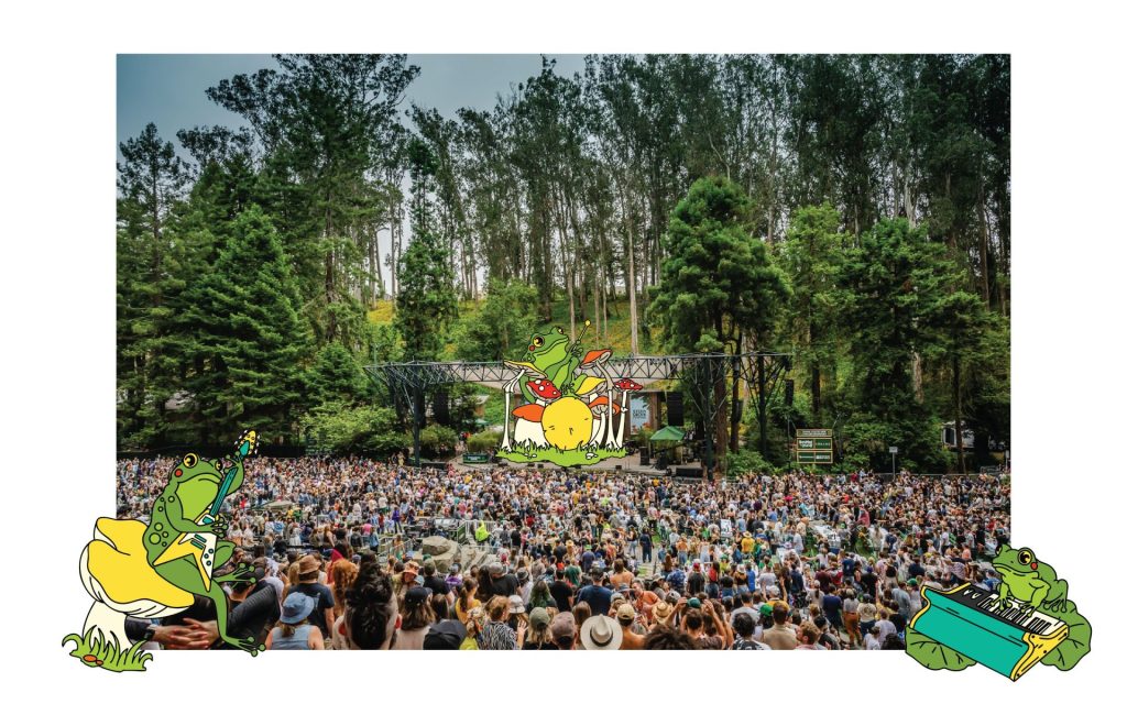 Stern grove Festival - view of stage and crowd of people, with characters